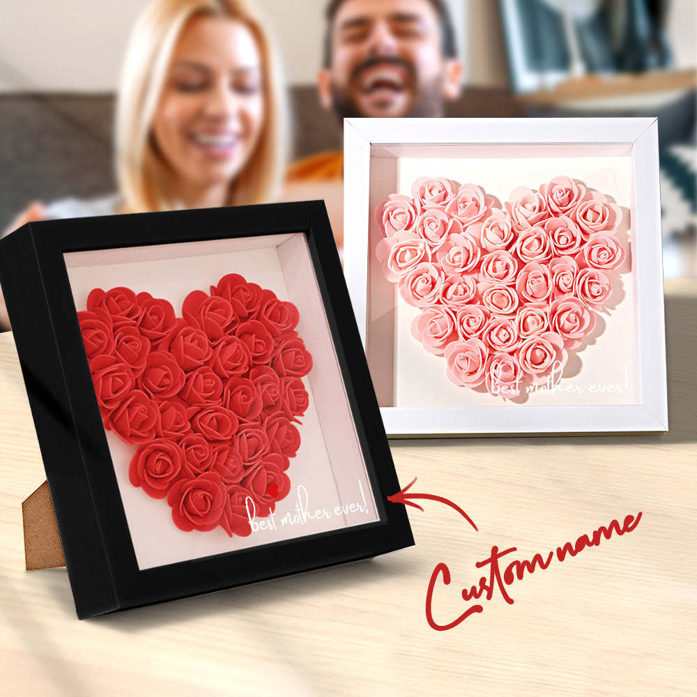 Custom Flower Shadow Box Personalized Name Flower Shadowbox Frame Gift - CustomPhotoWallet