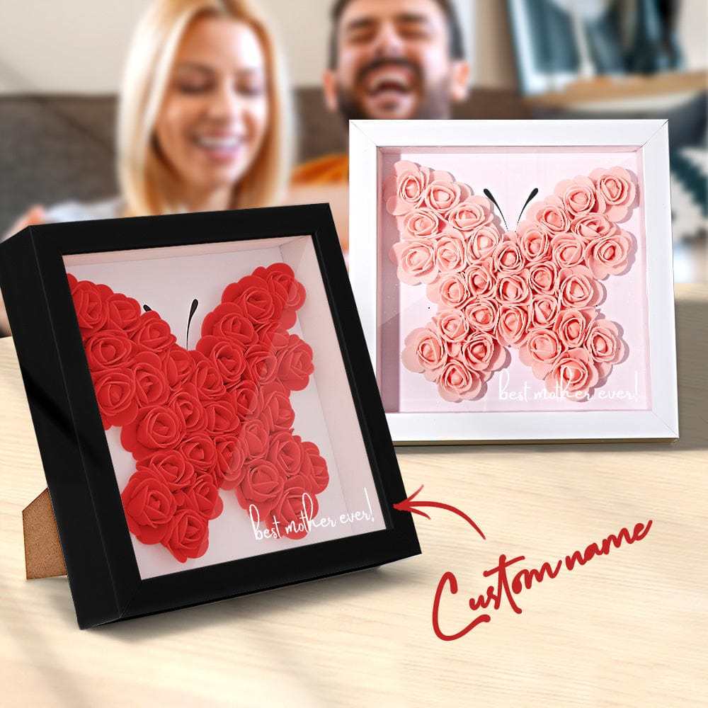 Personalized Flower Shadow Box With 3 Names Mother's Day Gifts for Mom - photowatch