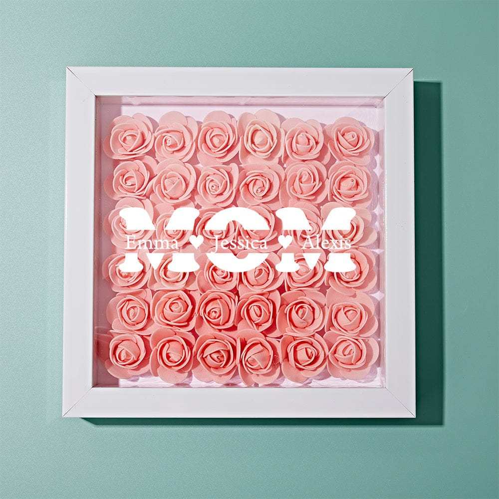 Personalized Flower Shadow Box With 3 Names Mother's Day Gifts for Mom - photowatch