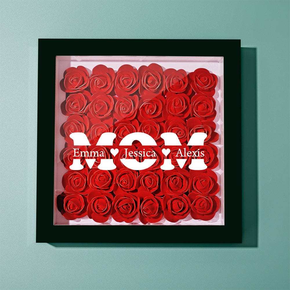 Personalized Flower Shadow Box With 3 Names Mother's Day Gifts for Mom - photowatch