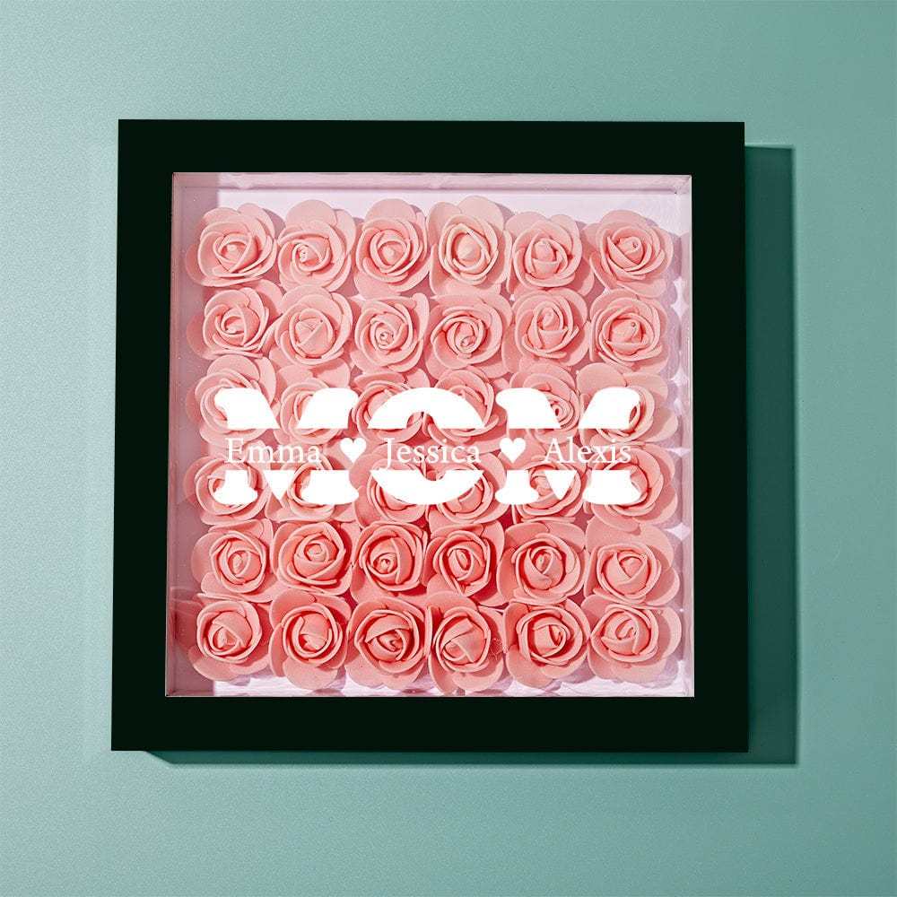 Personalized Flower Shadow Box With 3 Names Mother's Day Gifts for Mom - photowatch