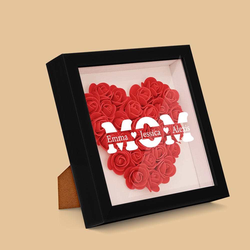 Personalized Flower Shadow Box With 3 Names Mother's Day Gifts for Mom - photowatch