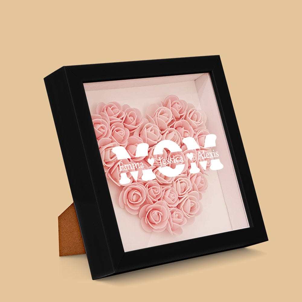 Personalized Flower Shadow Box With 3 Names Mother's Day Gifts for Mom - photowatch