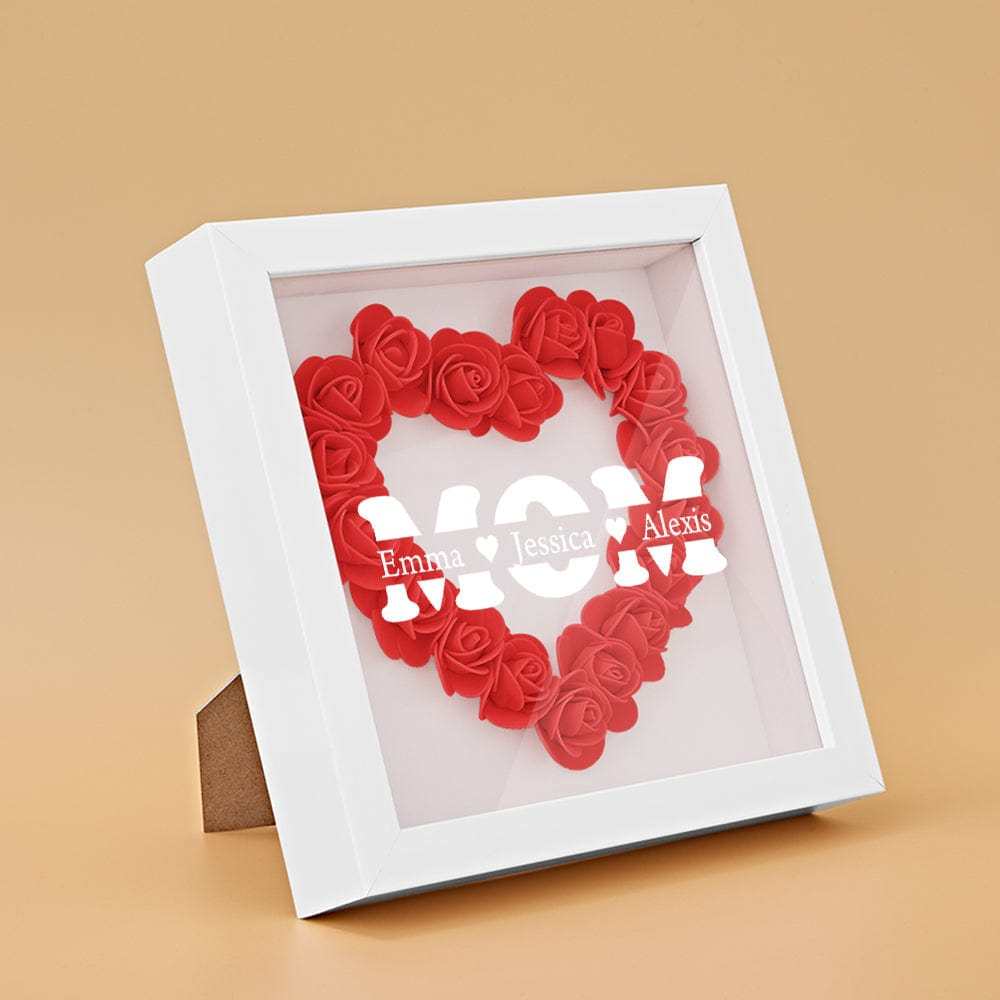 Personalized Flower Shadow Box With 3 Names Mother's Day Gifts for Mom - photowatch