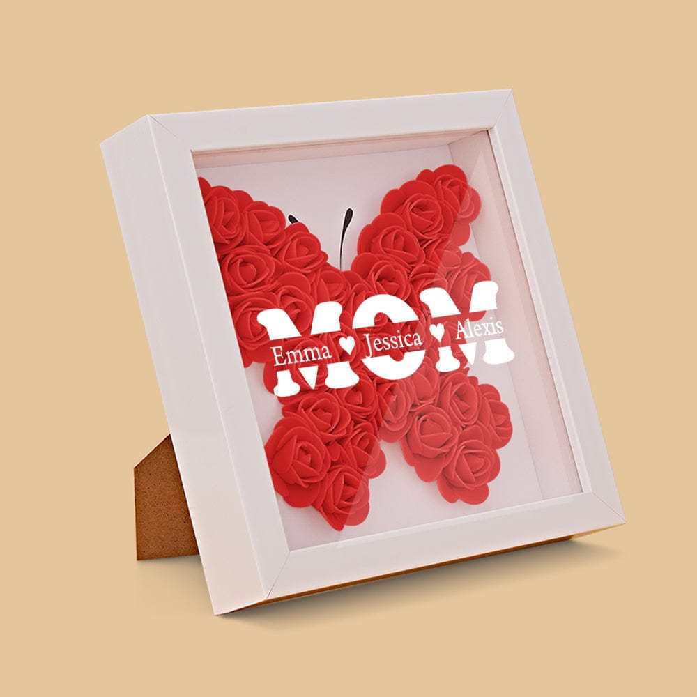 Personalized Flower Shadow Box With 3 Names Mother's Day Gifts for Mom - photowatch