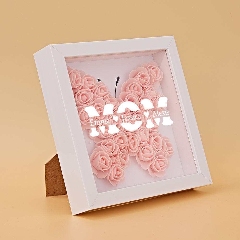 Personalized Flower Shadow Box With 3 Names Mother's Day Gifts for Mom - photowatch