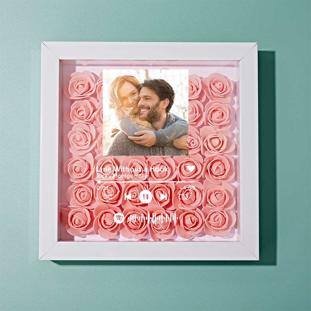 Custom Scannable Spotify Code Photo Music Flower Shadow Box Personalized Flower Shadowbox Frame Gift - photowatch