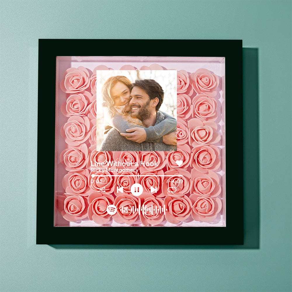Custom Scannable Spotify Code Photo Music Flower Shadow Box Personalized Flower Shadowbox Frame Gift - photowatch