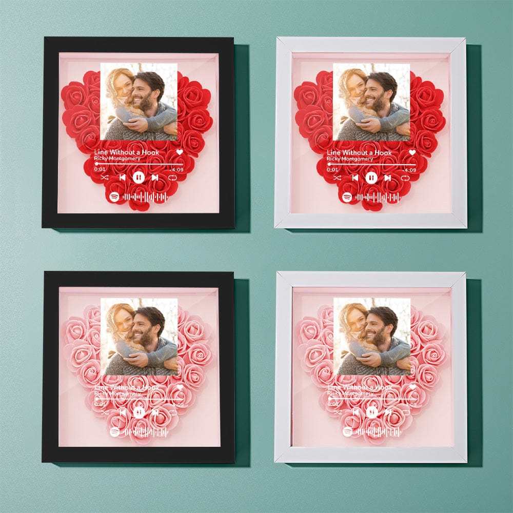 Custom Scannable Spotify Code Photo Music Flower Shadow Box Personalized Flower Shadowbox Frame Gift - photowatch