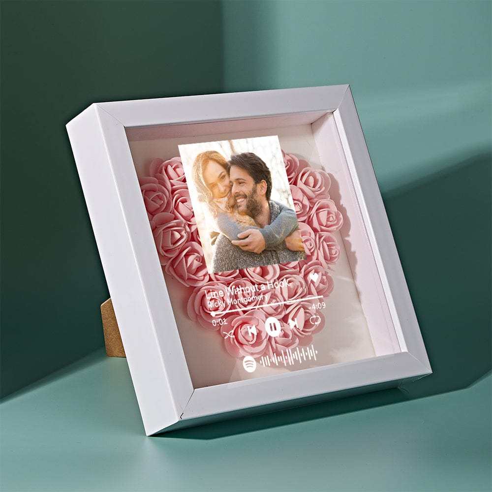 Custom Scannable Spotify Code Photo Music Flower Shadow Box Personalized Flower Shadowbox Frame Gift - photowatch