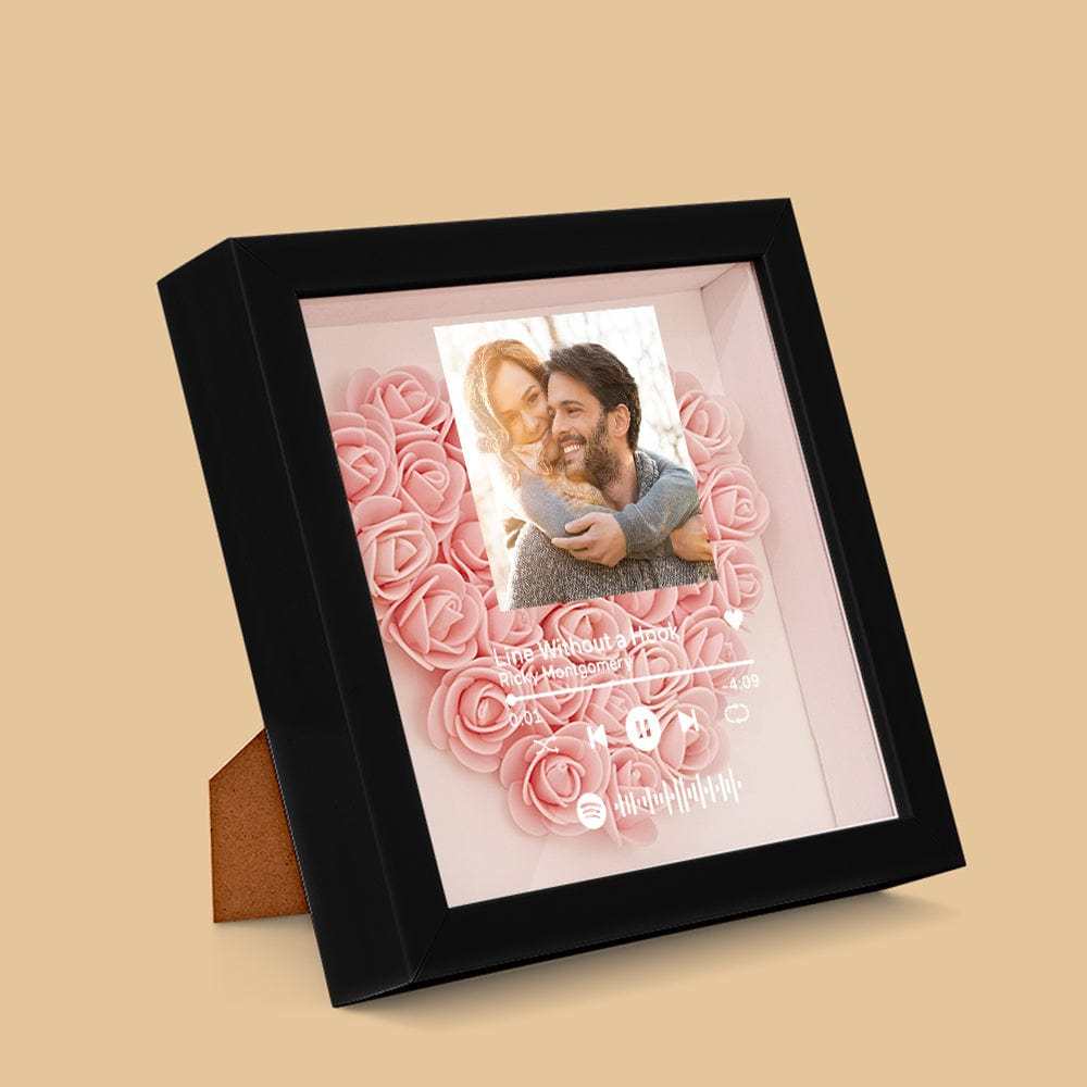 Custom Scannable Spotify Code Photo Music Flower Shadow Box Personalized Flower Shadowbox Frame Gift - photowatch