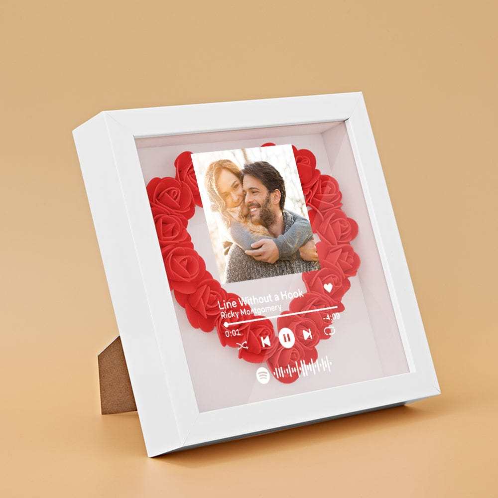 Custom Scannable Spotify Code Photo Music Flower Shadow Box Personalized Flower Shadowbox Frame Gift - photowatch