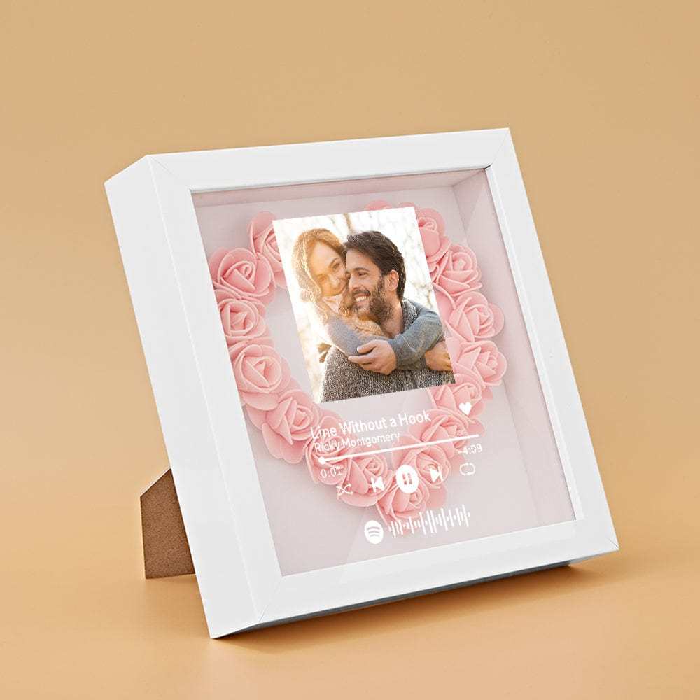 Custom Scannable Spotify Code Photo Music Flower Shadow Box Personalized Flower Shadowbox Frame Gift - photowatch