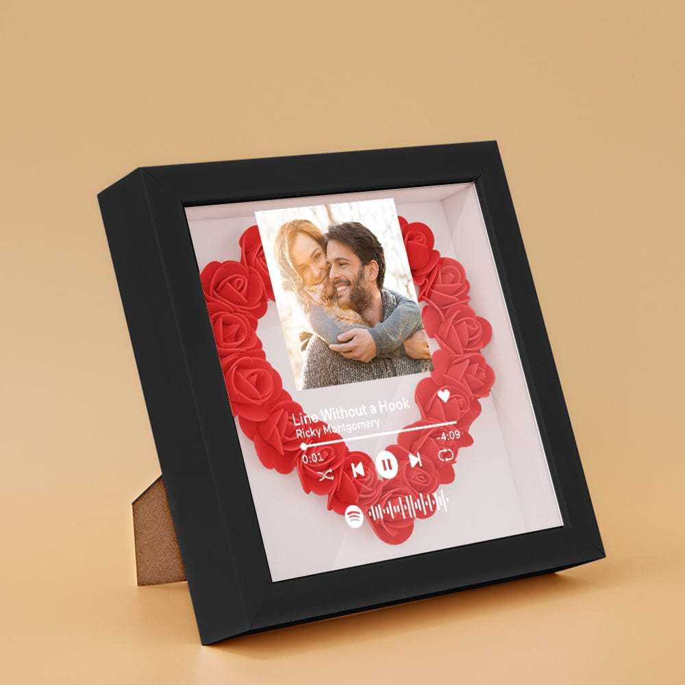 Custom Scannable Spotify Code Photo Music Flower Shadow Box Personalized Flower Shadowbox Frame Gift - photowatch