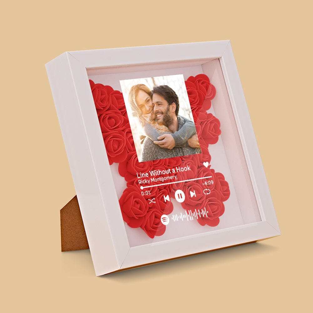 Custom Scannable Spotify Code Photo Music Flower Shadow Box Personalized Flower Shadowbox Frame Gift - photowatch