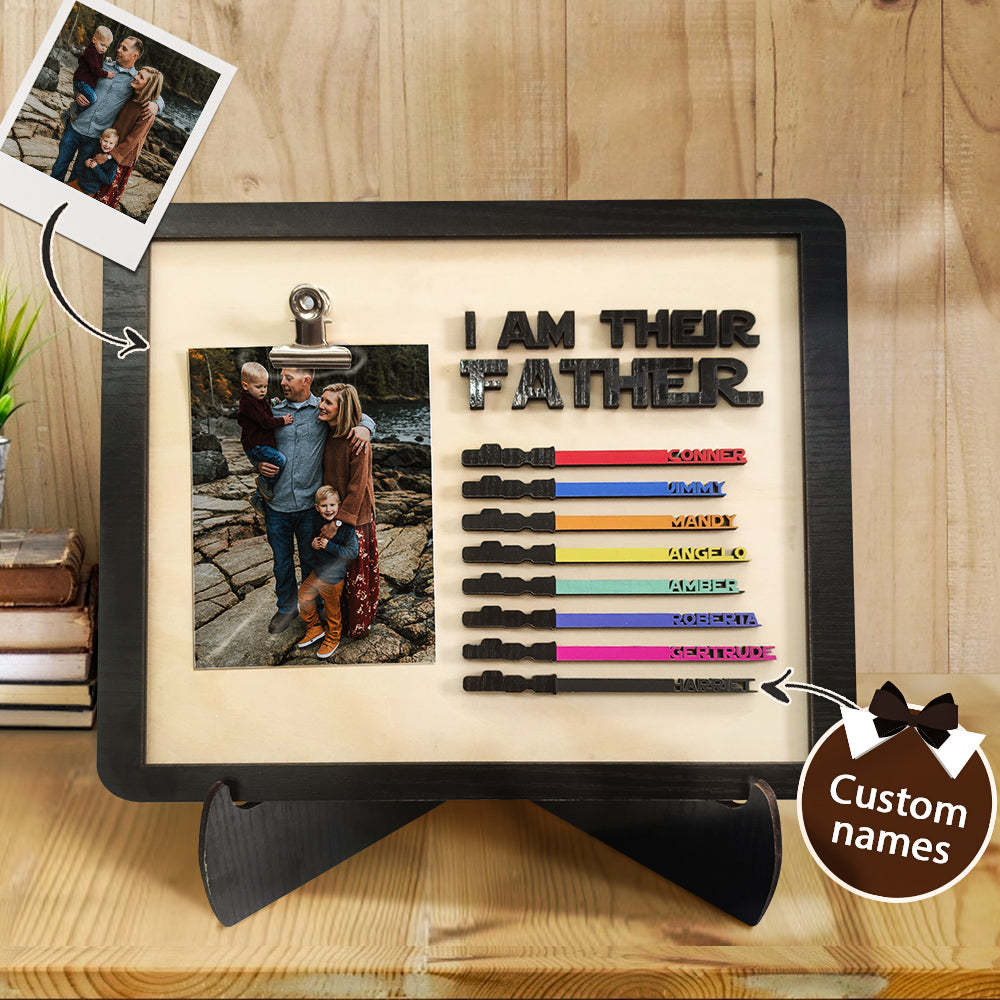 Personalized Lightsaber I Am Their Father Wooden Sign Gift for Dad - CustomPhotoWallet