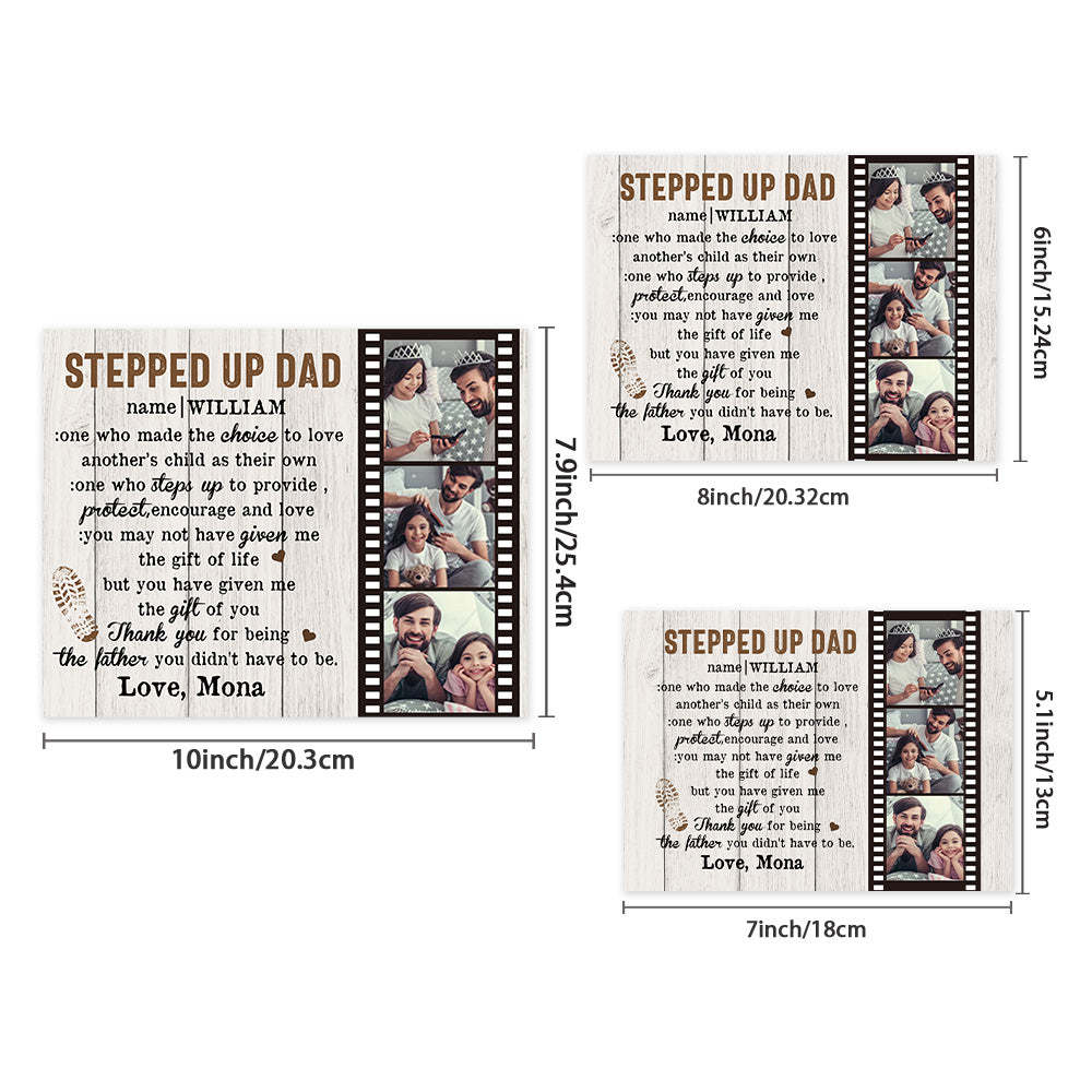 Personalized Dad Picture Frame Custom Stepped Up Dad Film Sign Father's Day Gift - CustomPhotoWallet