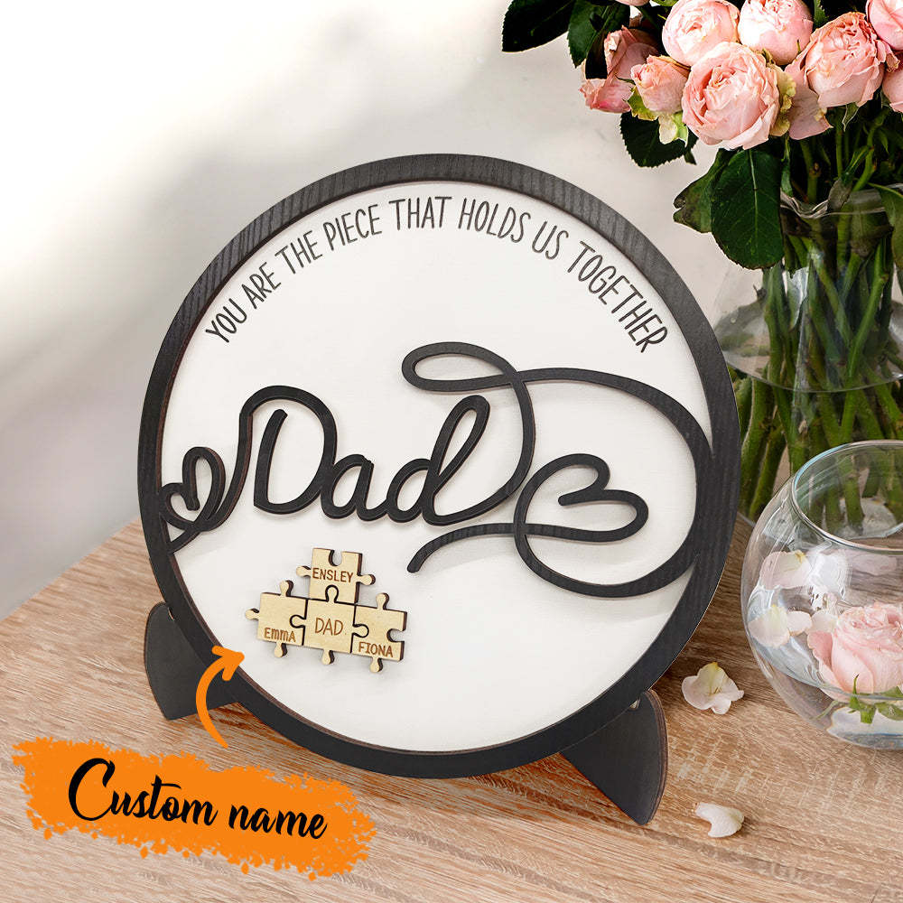 Personalized Dad Round Puzzle Plaque You Are the Piece That Holds Us Together Father's Day Gift - CustomPhotoWallet