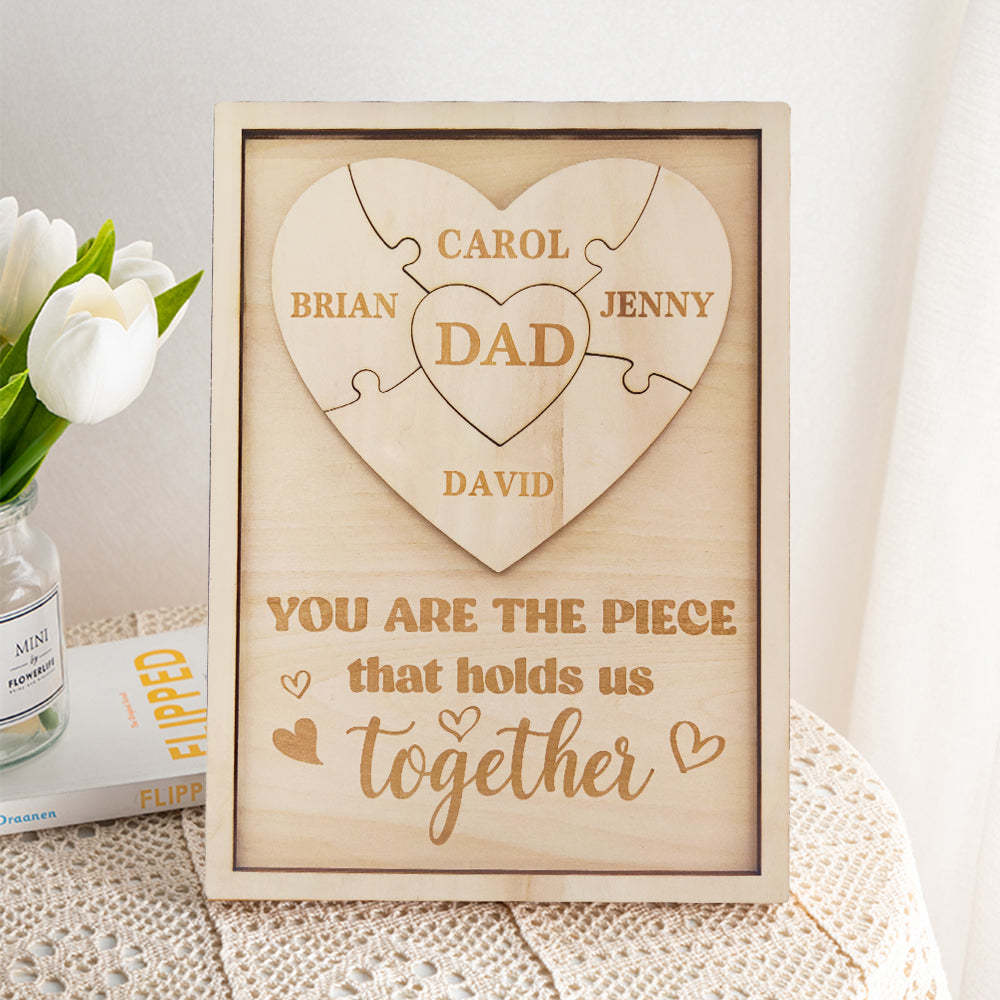 Personalized Dad Puzzle Sign You Are the Piece That Holds Us Together Gifts for Dad - CustomPhotoWallet
