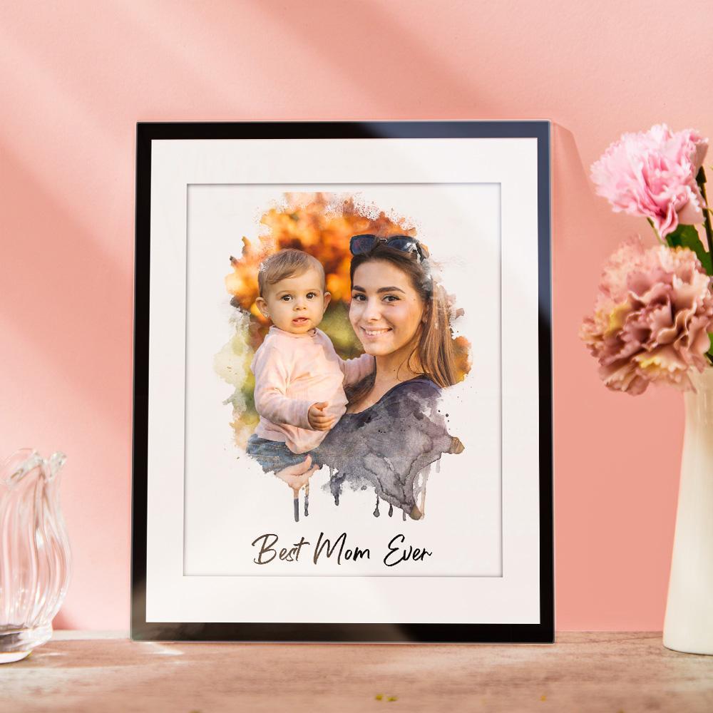 Watercolour Portrait Plaque Custom Photo Plaque Gifts for Her Wedding Gifts Personalized Artwork Home Decor - CustomPhotoWallet