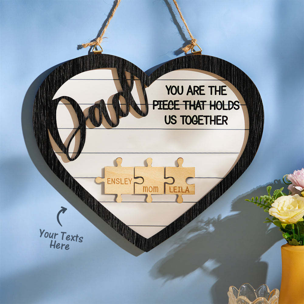 Custom Engraved Ornament Heart Shape Puzzle Pieces Gifts for Dad - CustomPhotoWallet