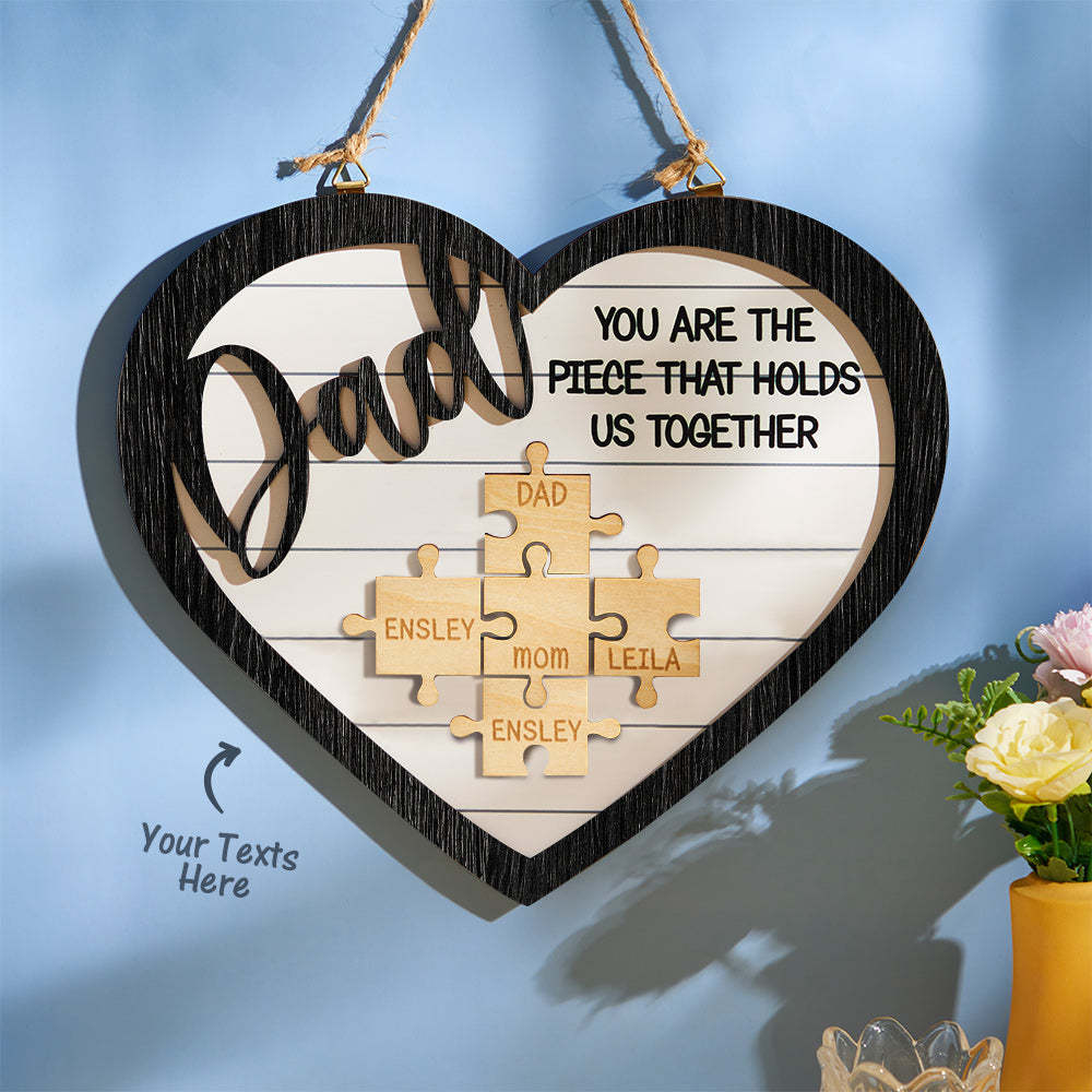 Custom Engraved Ornament Heart Shape Puzzle Pieces Gifts for Dad - CustomPhotoWallet