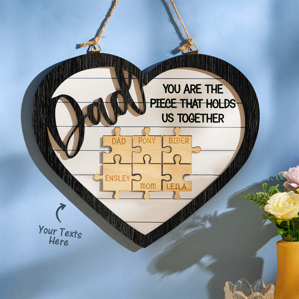 Custom Engraved Ornament Heart Shape Puzzle Pieces Gifts for Dad - CustomPhotoWallet