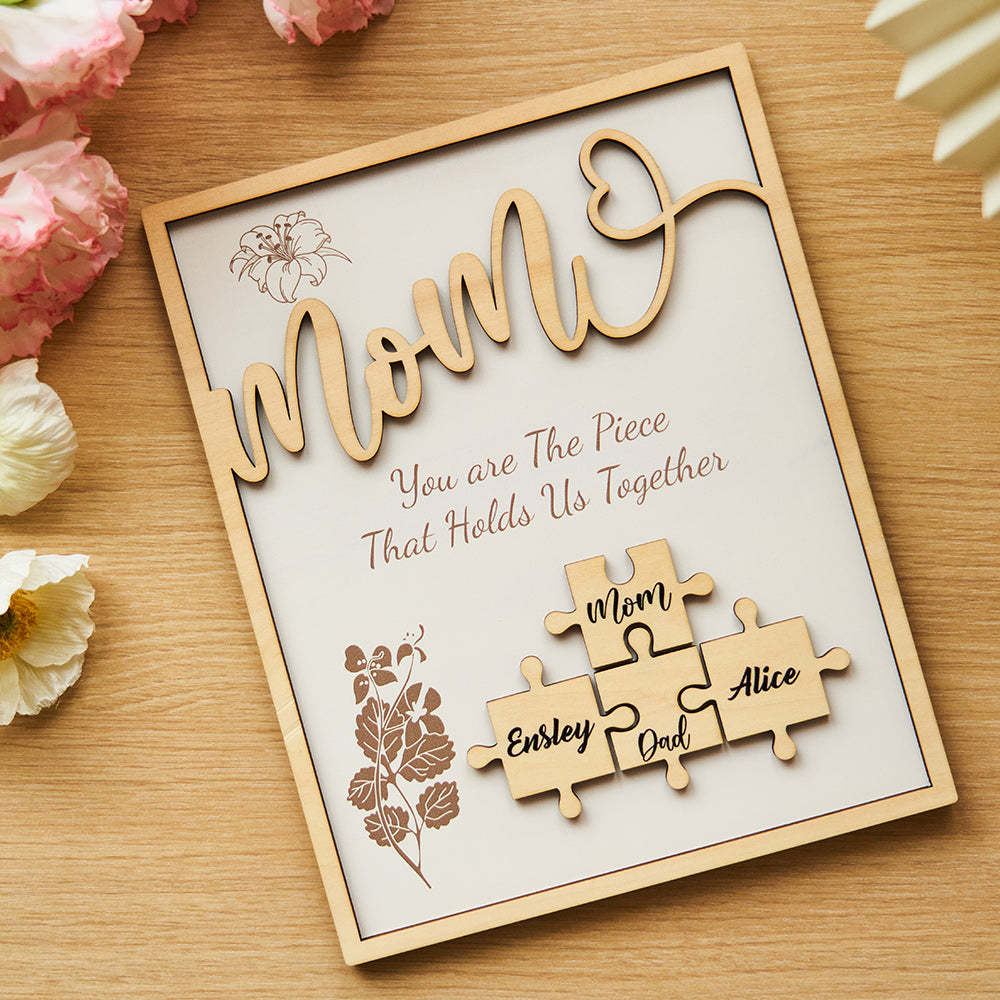 Custom Name Puzzle Ornament Wooden Gifts for Mother's Day - CustomPhotoWallet