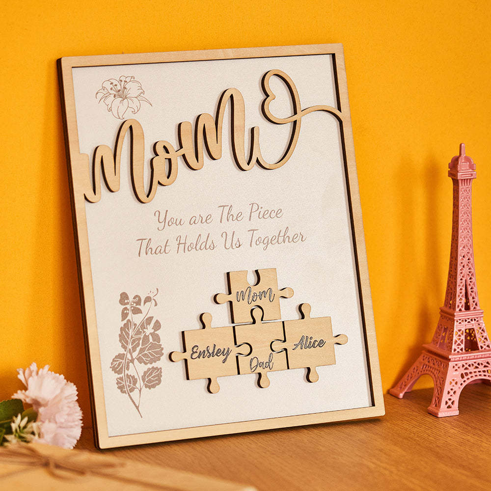 Custom Name Puzzle Ornament Wooden Gifts for Mother's Day - CustomPhotoWallet