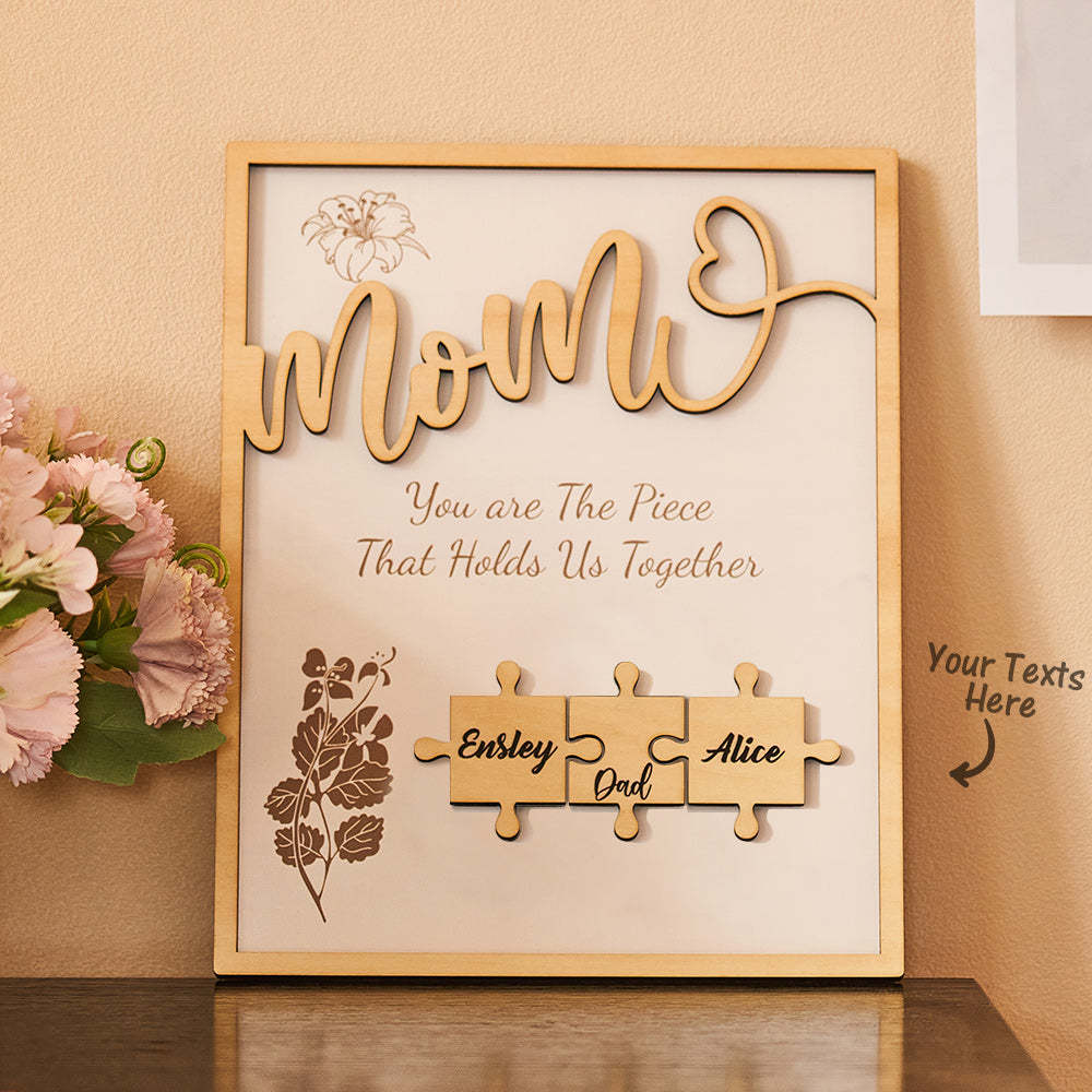 Custom Name Puzzle Ornament Wooden Gifts for Mother's Day - CustomPhotoWallet