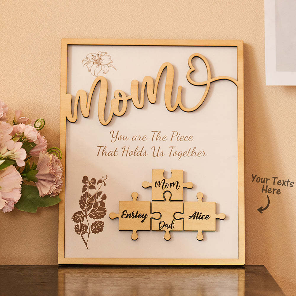 Custom Name Puzzle Ornament Wooden Gifts for Mother's Day - CustomPhotoWallet