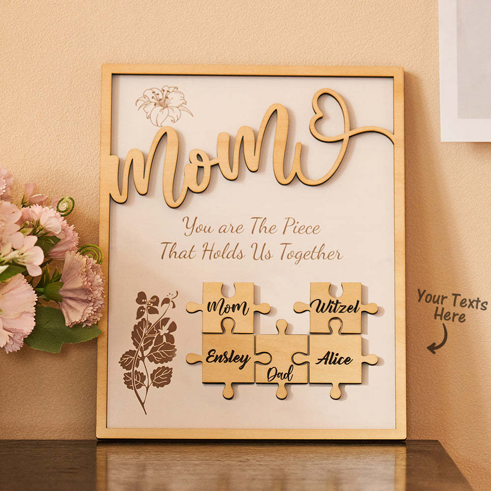 Custom Name Puzzle Ornament Wooden Gifts for Mother's Day - CustomPhotoWallet