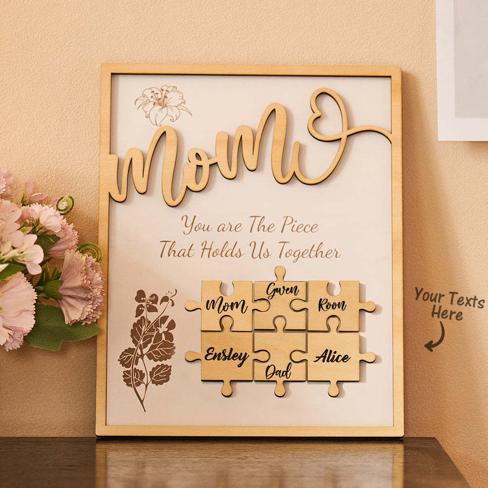 Custom Name Puzzle Ornament Wooden Gifts for Mother's Day - CustomPhotoWallet