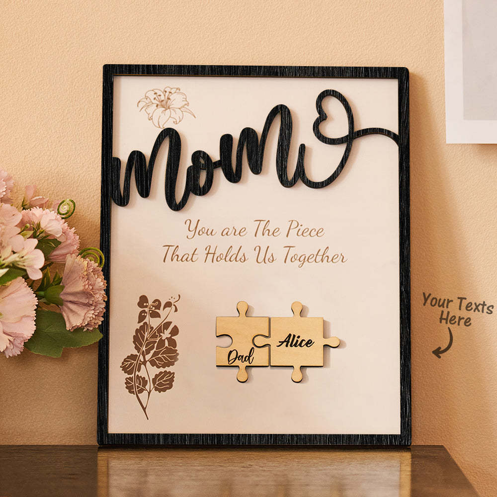 Custom Name Puzzle Ornament Wooden Gifts for Mother's Day - CustomPhotoWallet