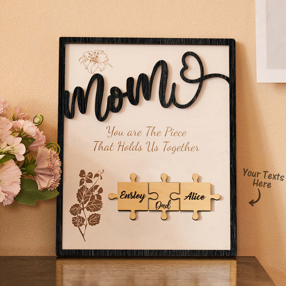 Custom Name Puzzle Ornament Wooden Gifts for Mother's Day - CustomPhotoWallet