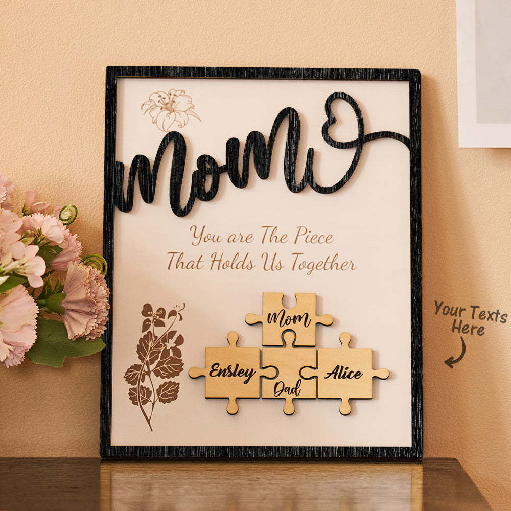Custom Name Puzzle Ornament Wooden Gifts for Mother's Day - CustomPhotoWallet