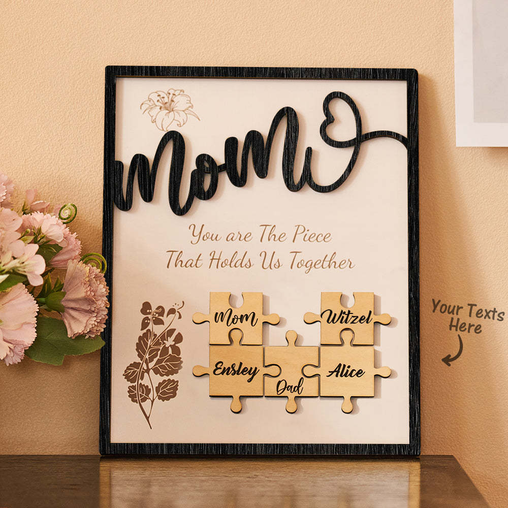 Custom Name Puzzle Ornament Wooden Gifts for Mother's Day - CustomPhotoWallet