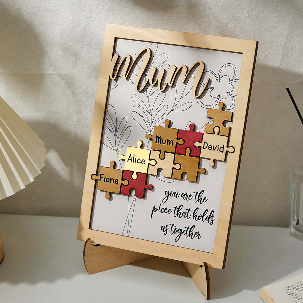 Custom Name Puzzle Ornament Creative Wooden Gifts for Mom - CustomPhotoWallet