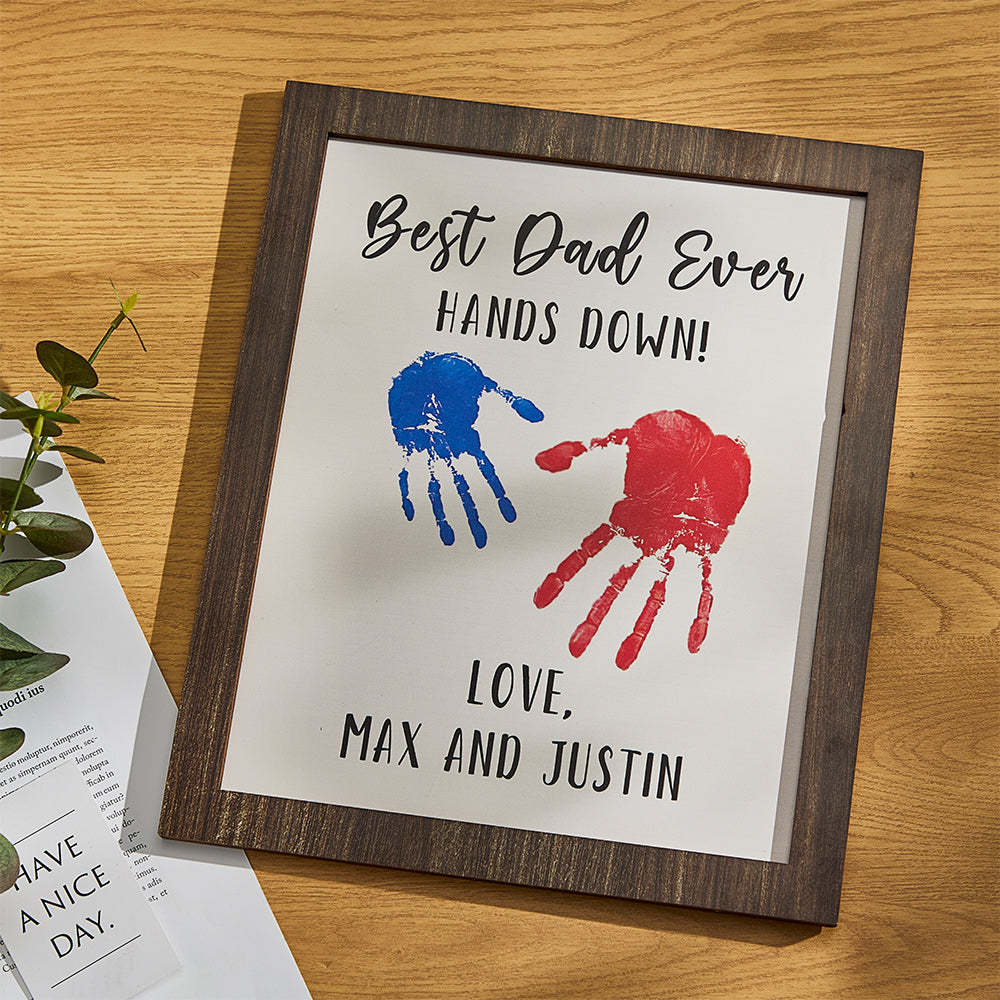 Custom Engraved Ornament Creative Handprint Best Dad Ever Father's Day Gifts - CustomPhotoWallet