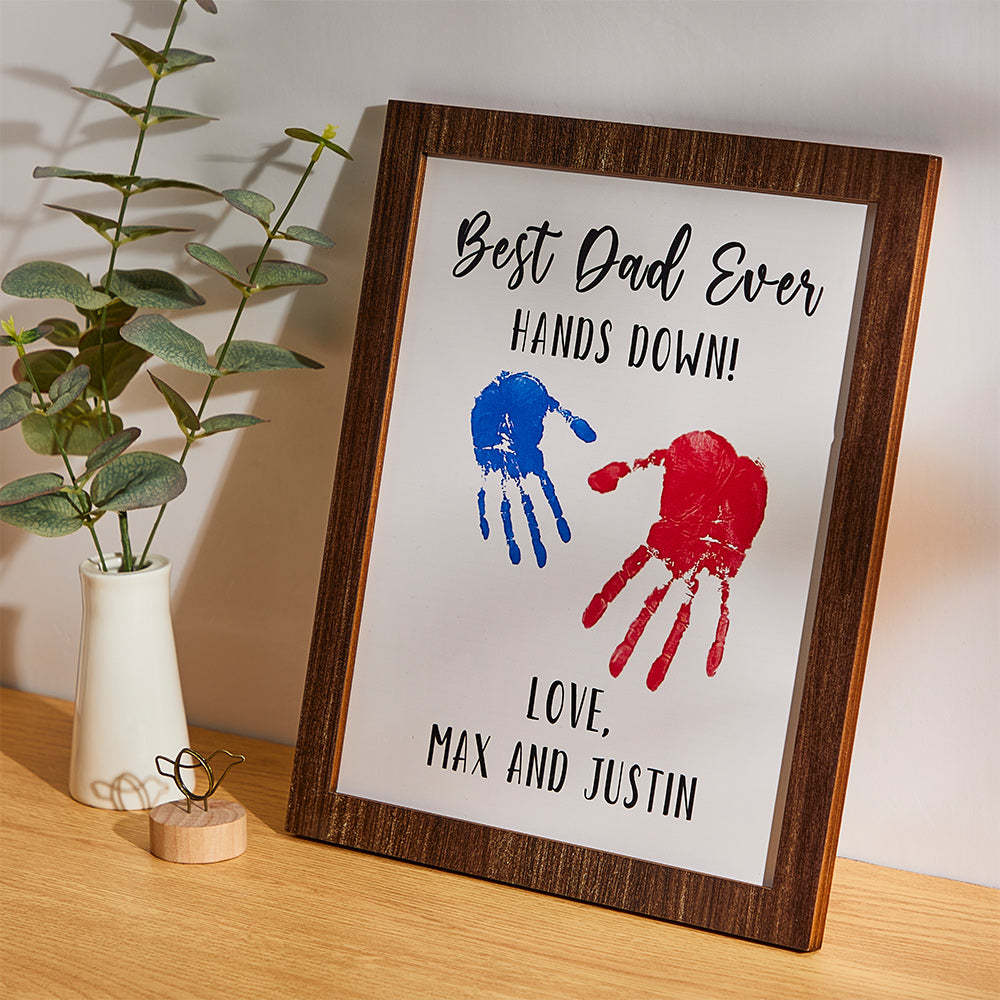 Custom Engraved Ornament Creative Handprint Best Dad Ever Father's Day Gifts - CustomPhotoWallet