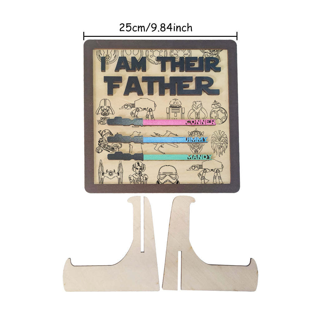 Personalized I Am Their Father Sign Wooden Lightsaber Plaque Father's Day Gifts - CustomPhotoWallet