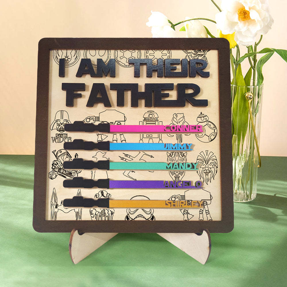 Personalized I Am Their Father Sign Wooden Lightsaber Plaque Father's Day Gifts - CustomPhotoWallet