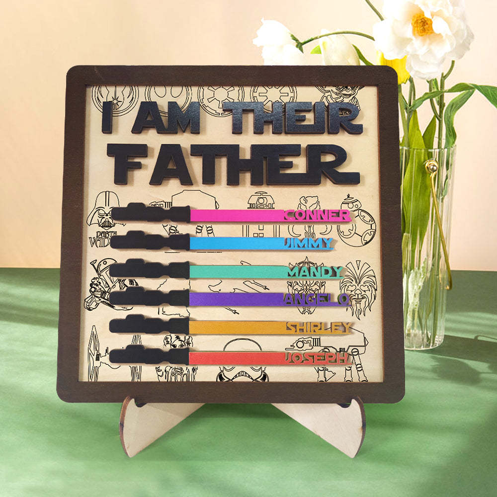 Personalized I Am Their Father Sign Wooden Lightsaber Plaque Father's Day Gifts - CustomPhotoWallet