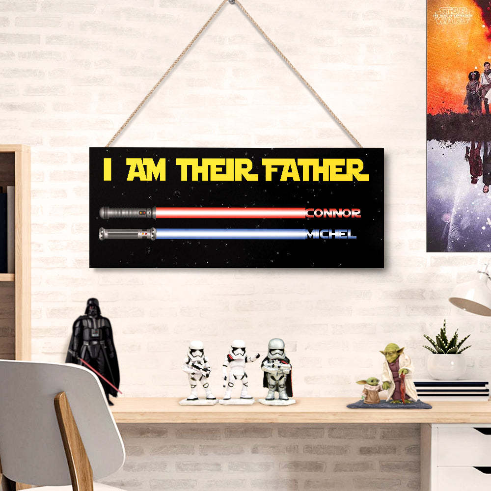 Personalized I Am Their Father Lightsaber Wooden Sign Birthday Gift for Dad - Myphotowallet