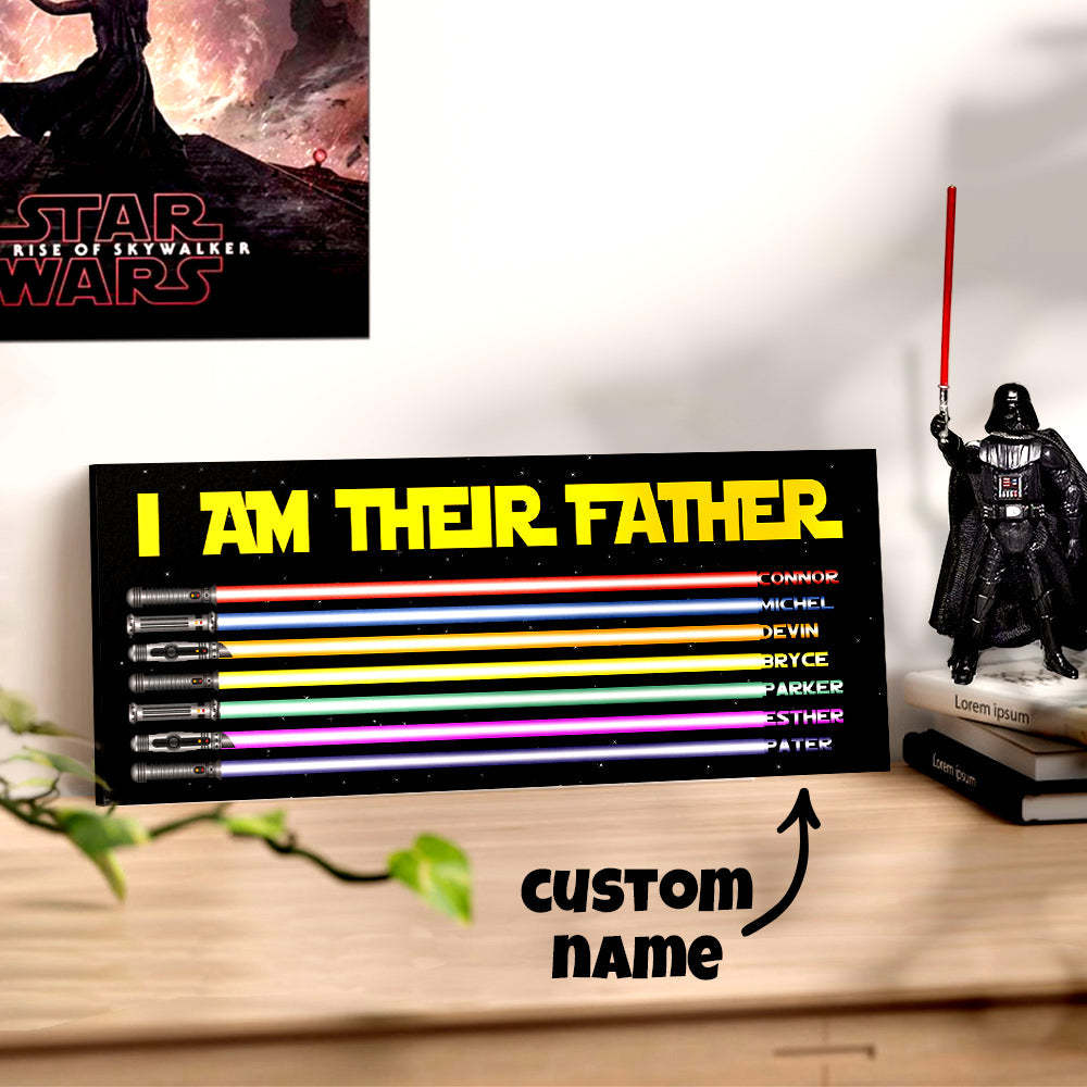 Personalized I Am Their Father Lightsaber Wooden Sign Birthday Gift for Dad - Myphotowallet