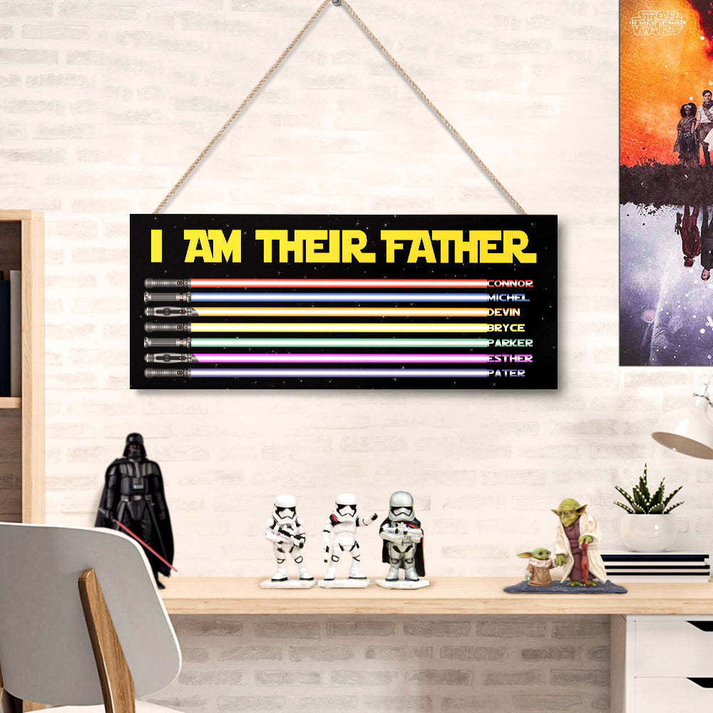 Personalized I Am Their Father Lightsaber Wooden Sign Birthday Gift for Dad - Myphotowallet