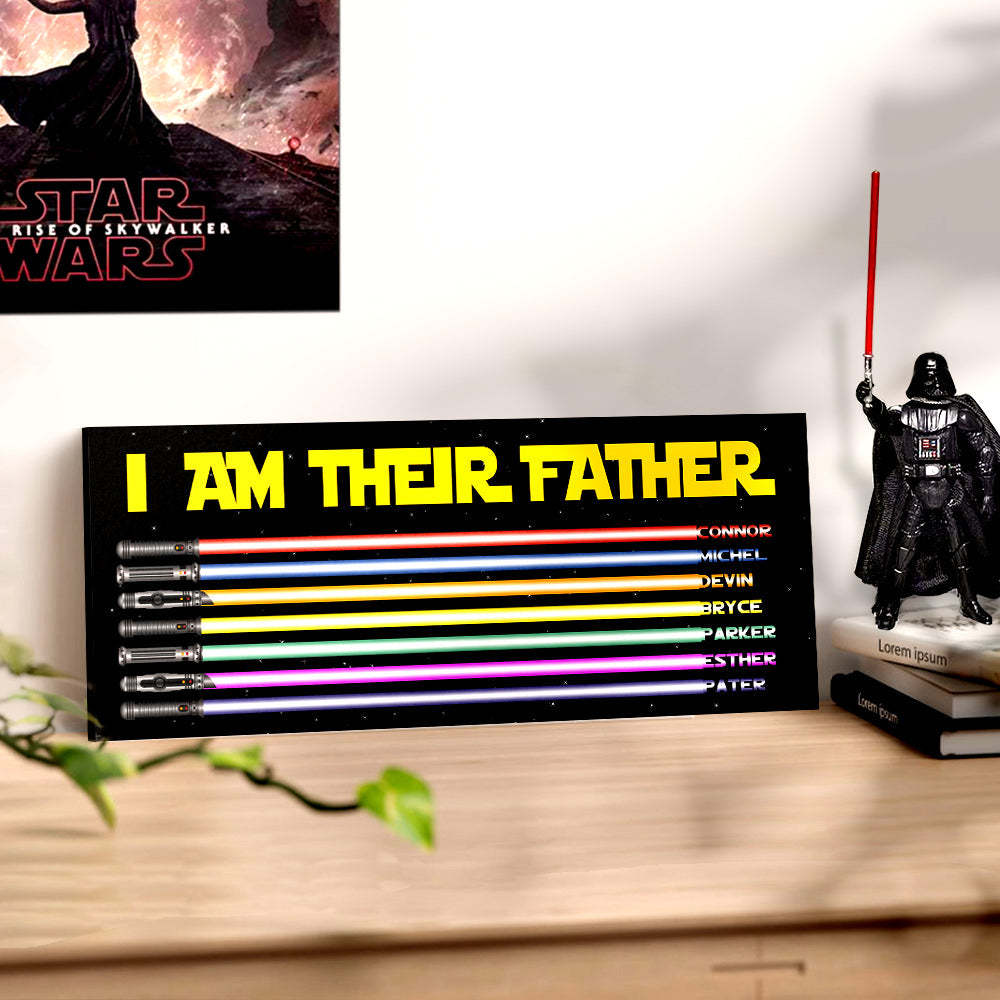 Personalized I Am Their Father Lightsaber Wooden Sign Birthday Gift for Dad - Myphotowallet