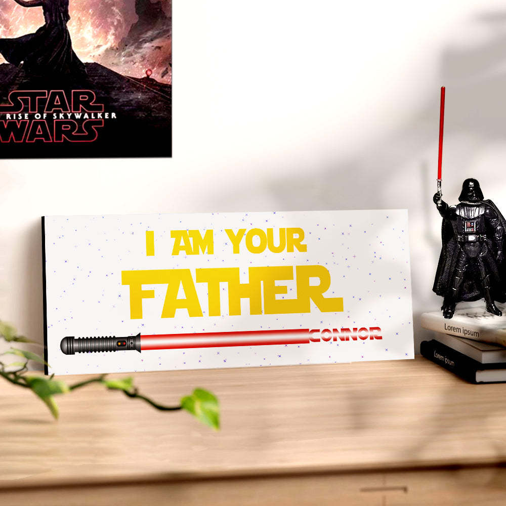 Personalized I Am Their Father Lightsaber Wooden Sign Birthday Gift for Dad - Myphotowallet