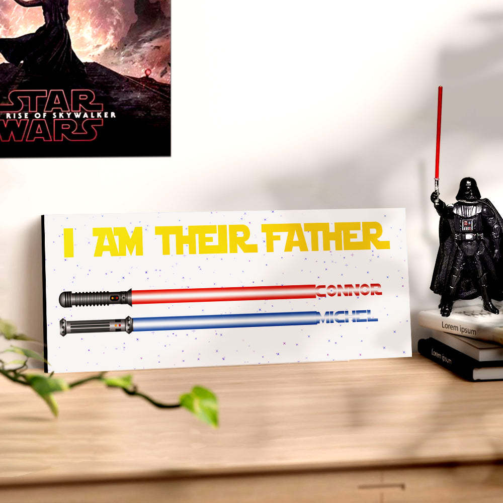 Personalized I Am Their Father Lightsaber Wooden Sign Birthday Gift for Dad - Myphotowallet