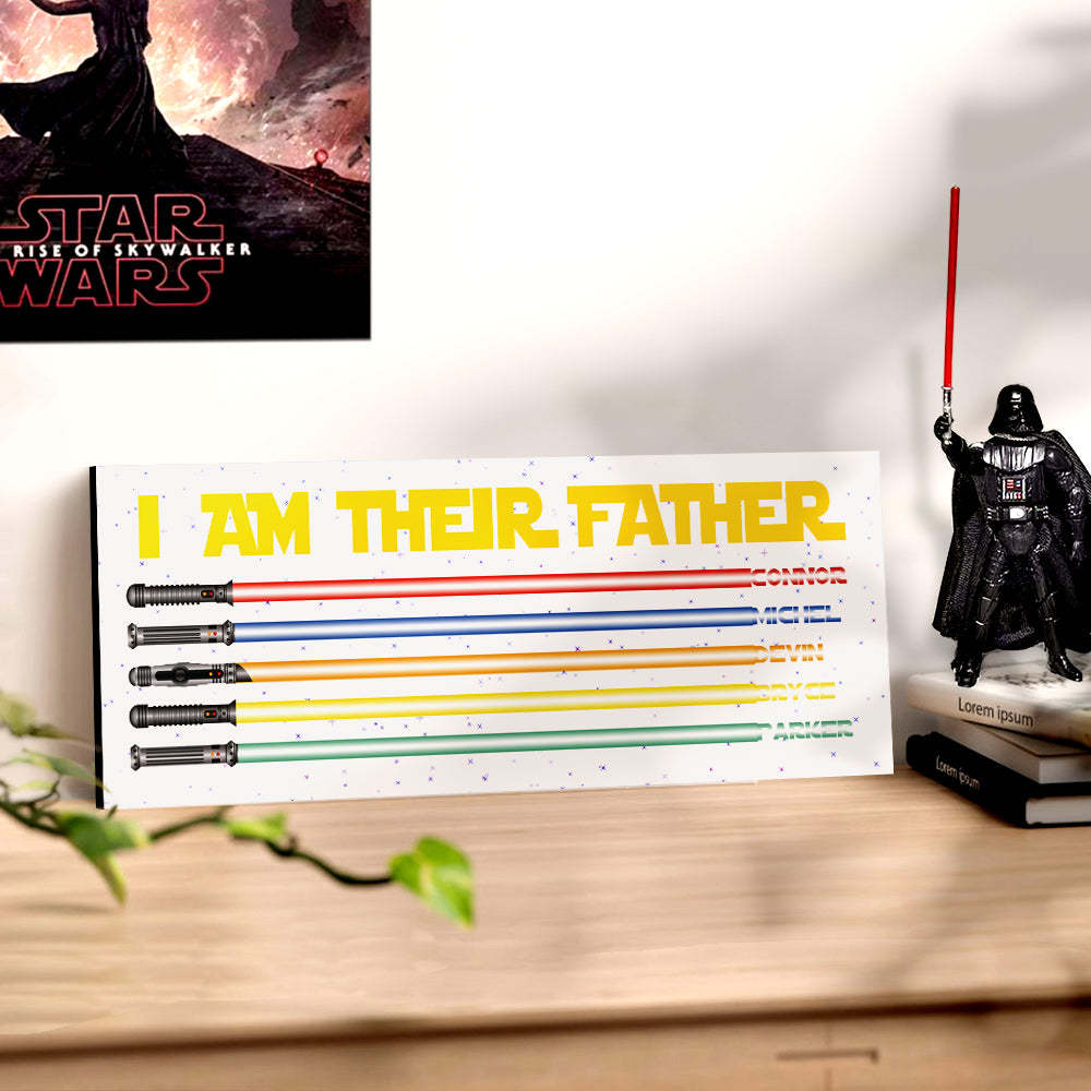Personalized I Am Their Father Lightsaber Wooden Sign Birthday Gift for Dad - Myphotowallet